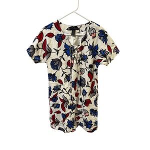 Grace Elements Size Small Linen‎ Blend Floral Print Lace Up Dress